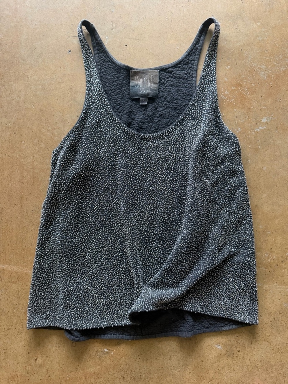Swildens fully beaded grey top. 100% cotton